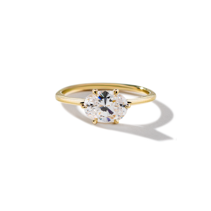 18K Gold East-West Solitaire Engagement Ring