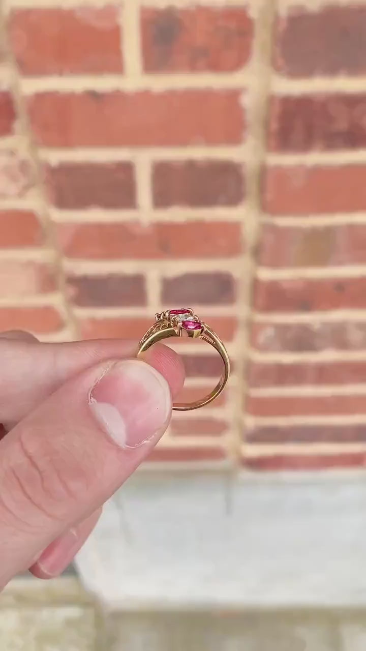 14 Karat Yellow gold Diamond and Ruby ring
