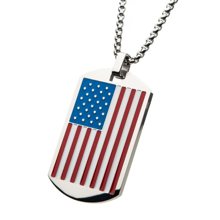 American Flag Enamel Patriotic Pendant with Chain
