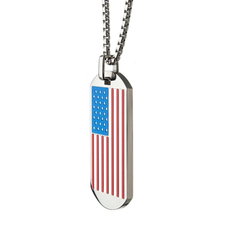 American Flag Enamel Patriotic Pendant with Chain